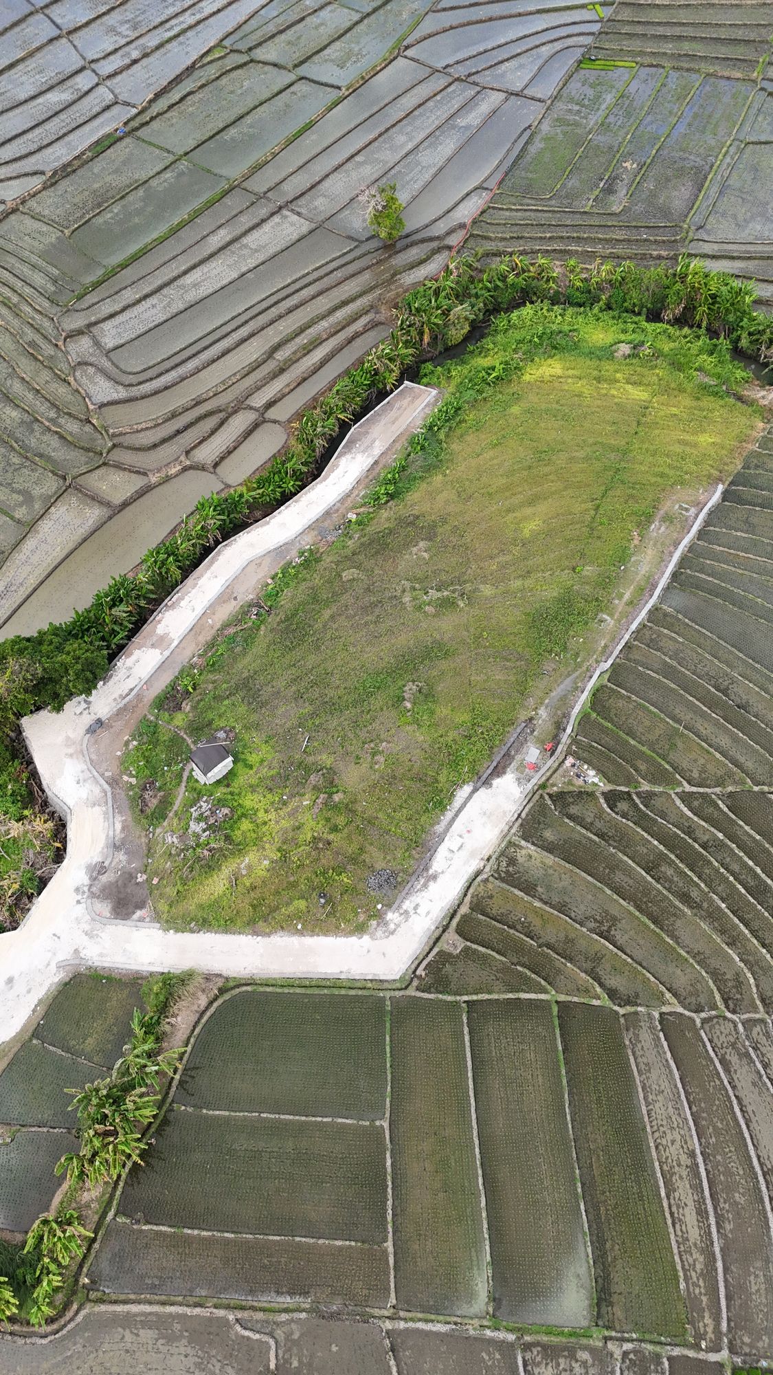 Top-down aerial view of the Pasut land boundary