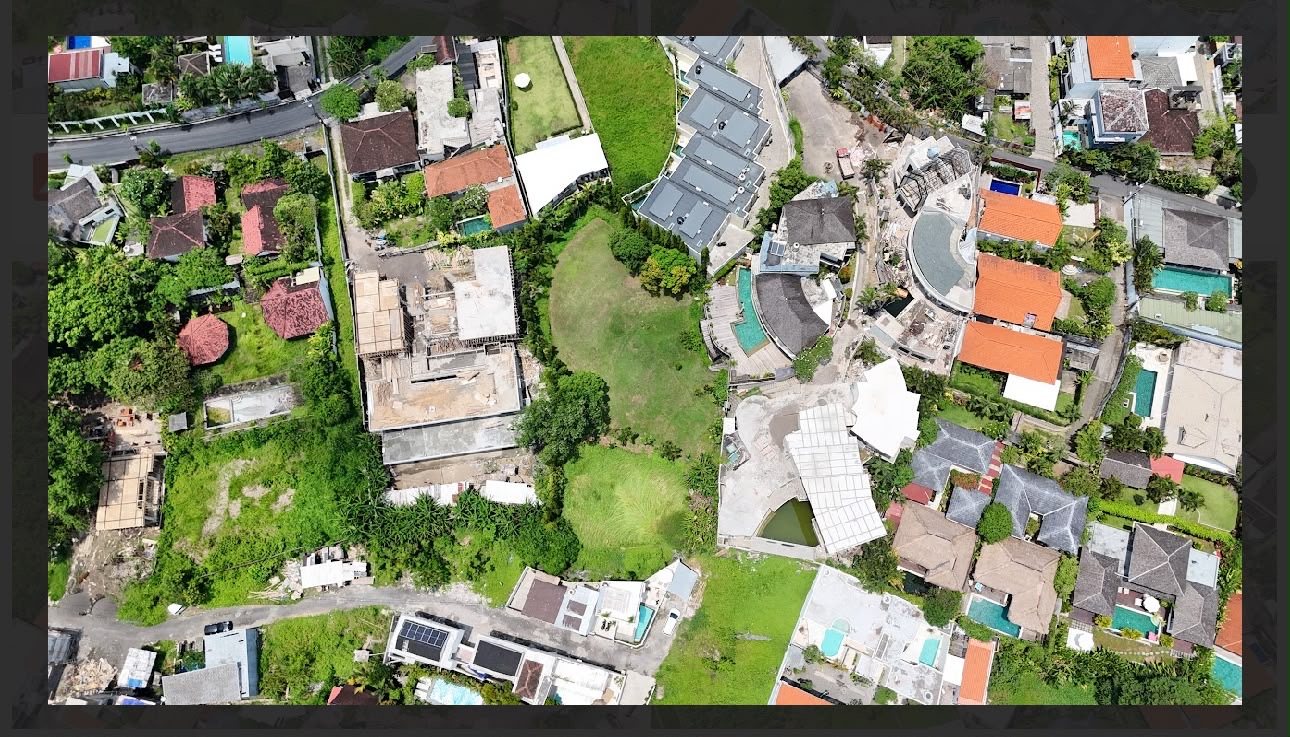 Aerial view of the Tibubeneng land parcel among established villas