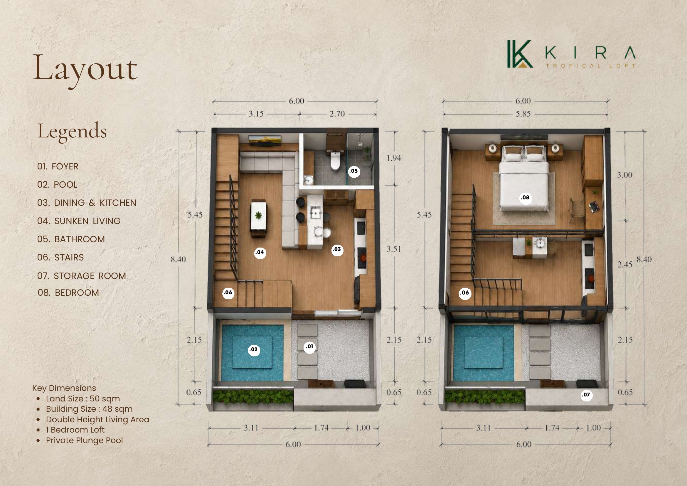 1-bedroom loft layout
